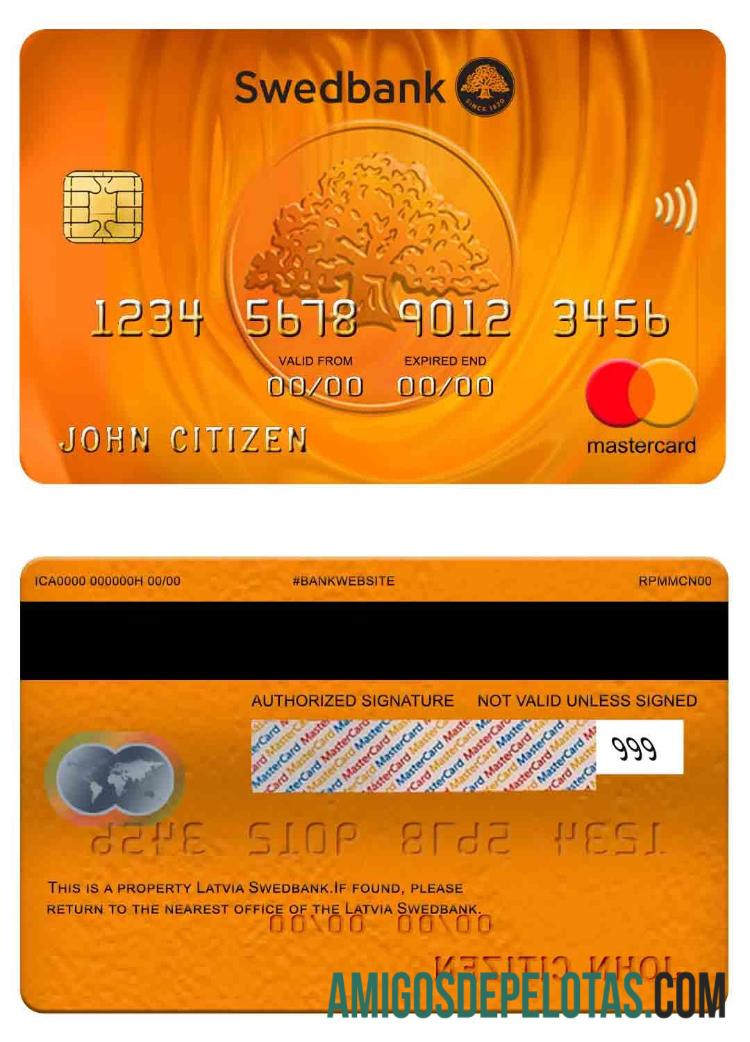 Latvia Swedbank Mastercard template